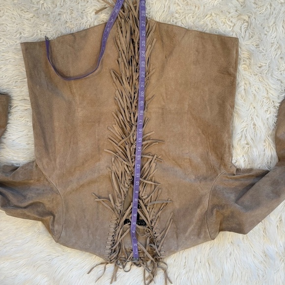 Vintage Suede Fringe Genuine Leather Jacket MACHINE WASHABLE Size Large - Picture 9 of 11